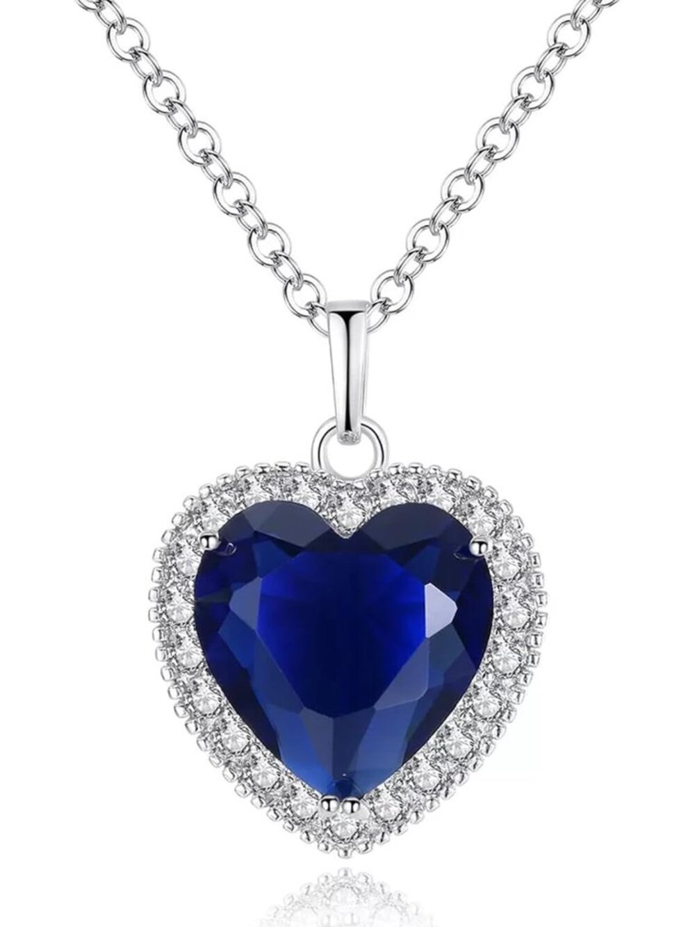 Heart of the Ocean Necklace, Silver Necklace Pendants Jewelry Mother's Day Gift